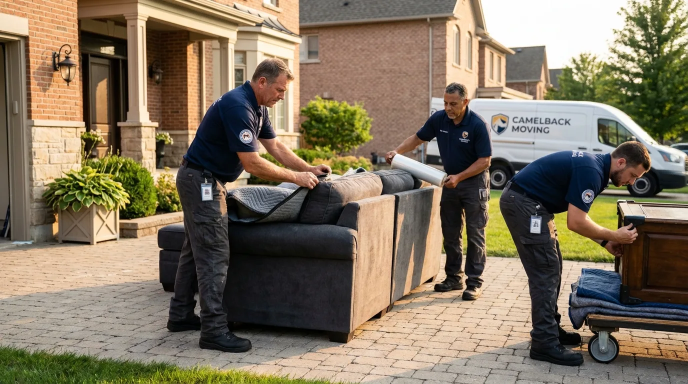 Large estate moving crew wrapping furniture in Gervais, OR